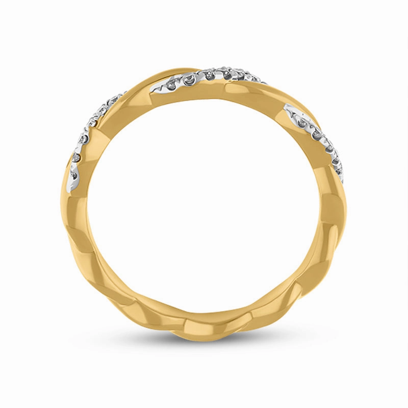 18ct Yellow Gold Diamond Twisted Band Ring