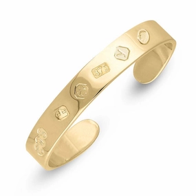 18ct Yellow Gold King's Coronation Hallmark Cuff Bangle D