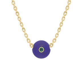 18ct Yellow Gold Lapis Lazuli Emerald Bead Charm D