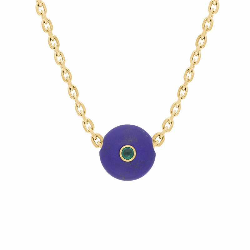 18ct Yellow Gold Lapis Lazuli Emerald Bead Charm D