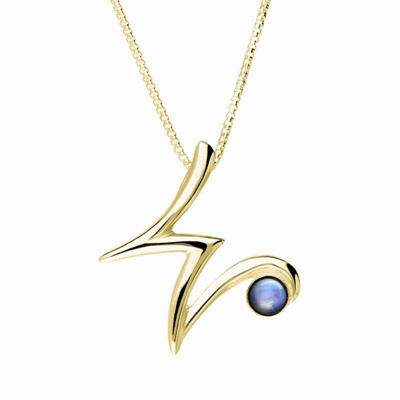 18ct Yellow Gold Moonstone Love Letters Initial W Necklace