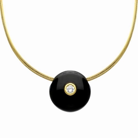 18ct Yellow Gold Onyx Diamond Collar Necklace D