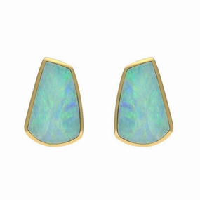 18ct Yellow Gold Opal Abstract Stud Earrings D