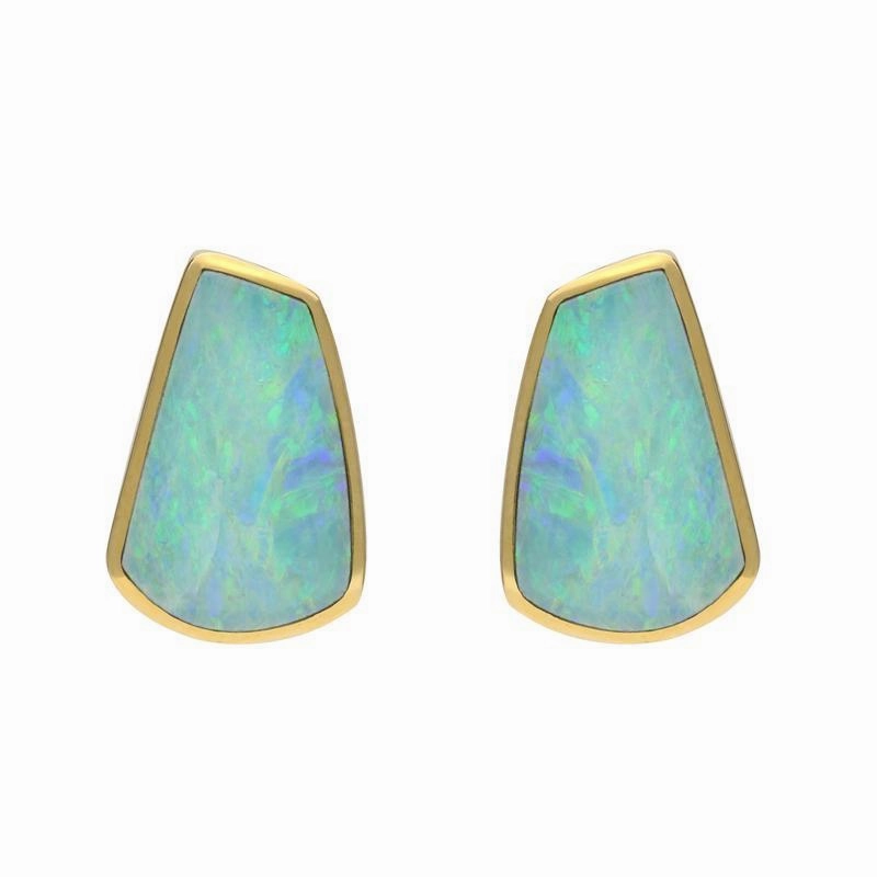 18ct Yellow Gold Opal Abstract Stud Earrings D