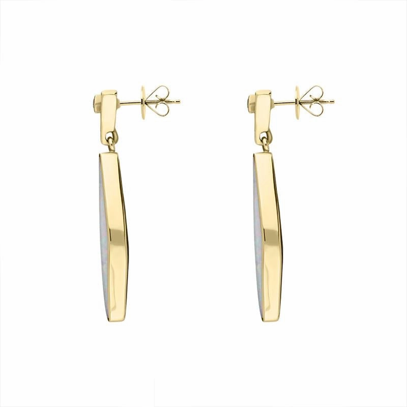 18ct Yellow Gold Opal Diamond Obtuse Shaped Drop Earrings D