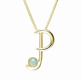 18ct Yellow Gold Opal Love Letters Initial P Necklace