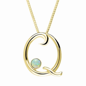18ct Yellow Gold Opal Love Letters Initial Q Necklace