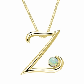 18ct Yellow Gold Opal Love Letters Initial Z Necklace
