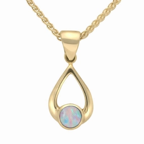 18ct Yellow Gold Opal Small Teardrop necklace