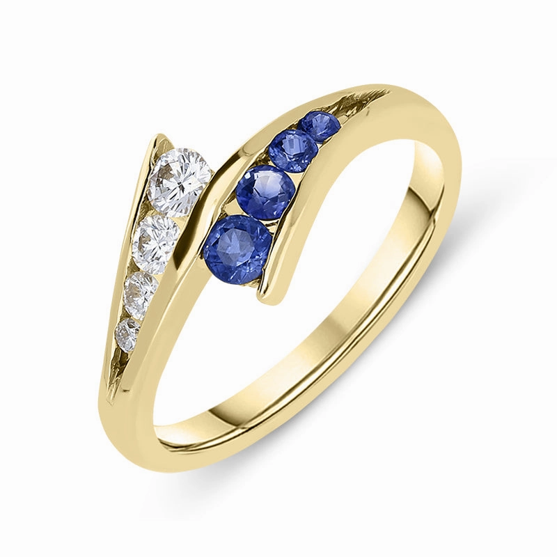 18ct Yellow Gold Sapphire Diamond Cluster Ring
