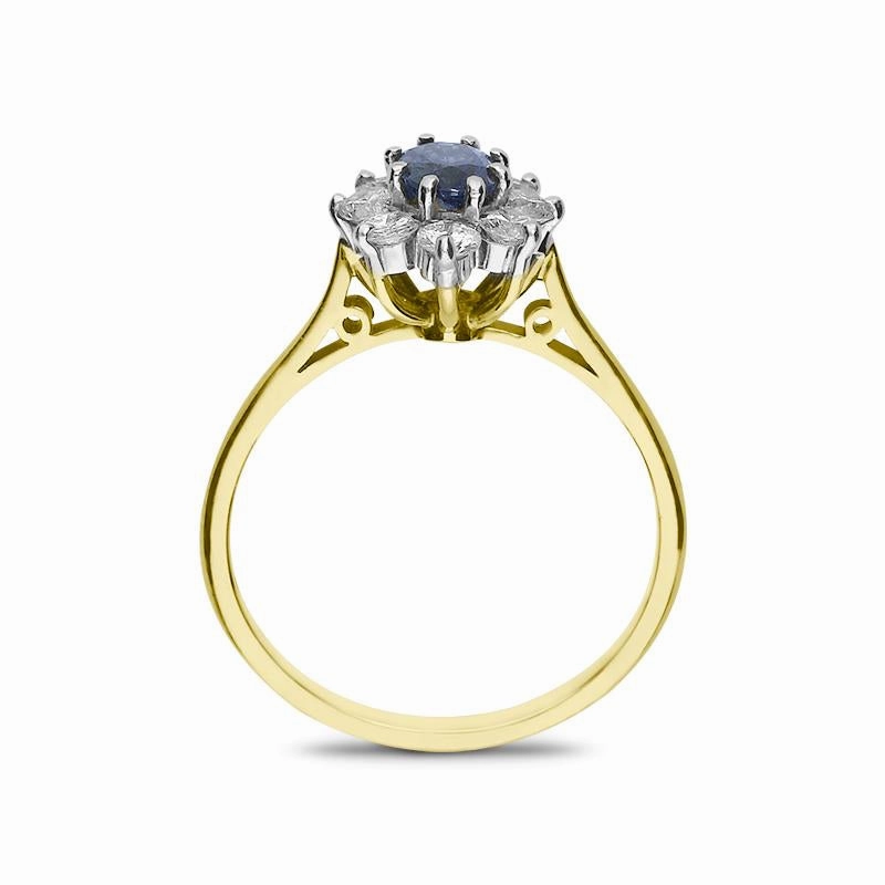 18ct Yellow Gold Sapphire Diamond Cluster Ring