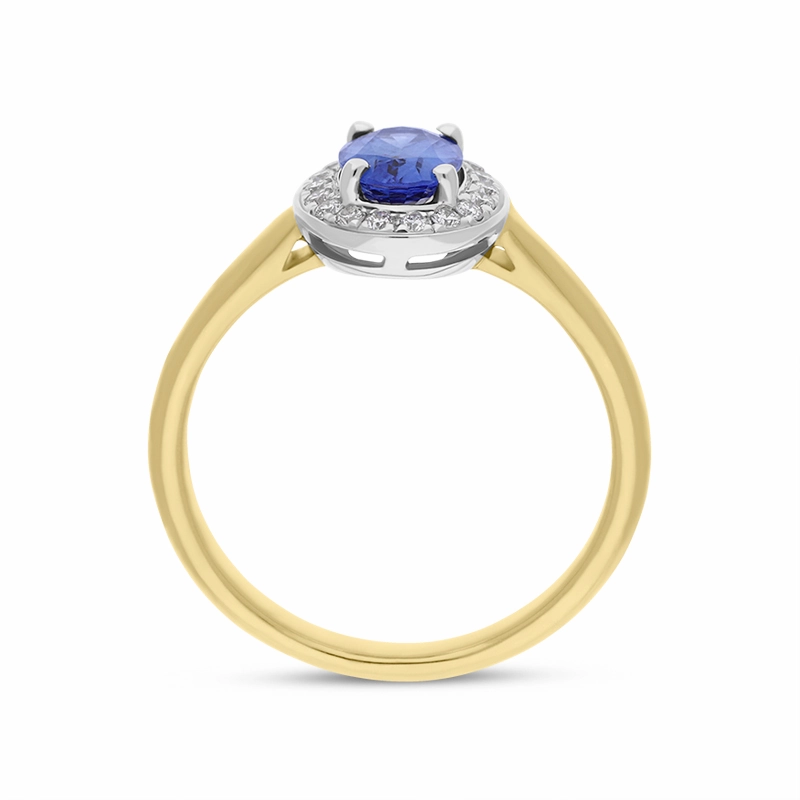 18ct Yellow Gold Sapphire Diamond Oval Cluster Ring
