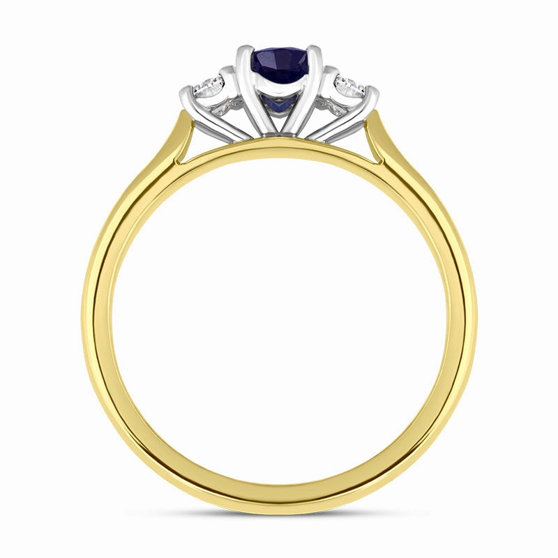 18ct Yellow Gold Sapphire Diamond Three Stone Ring