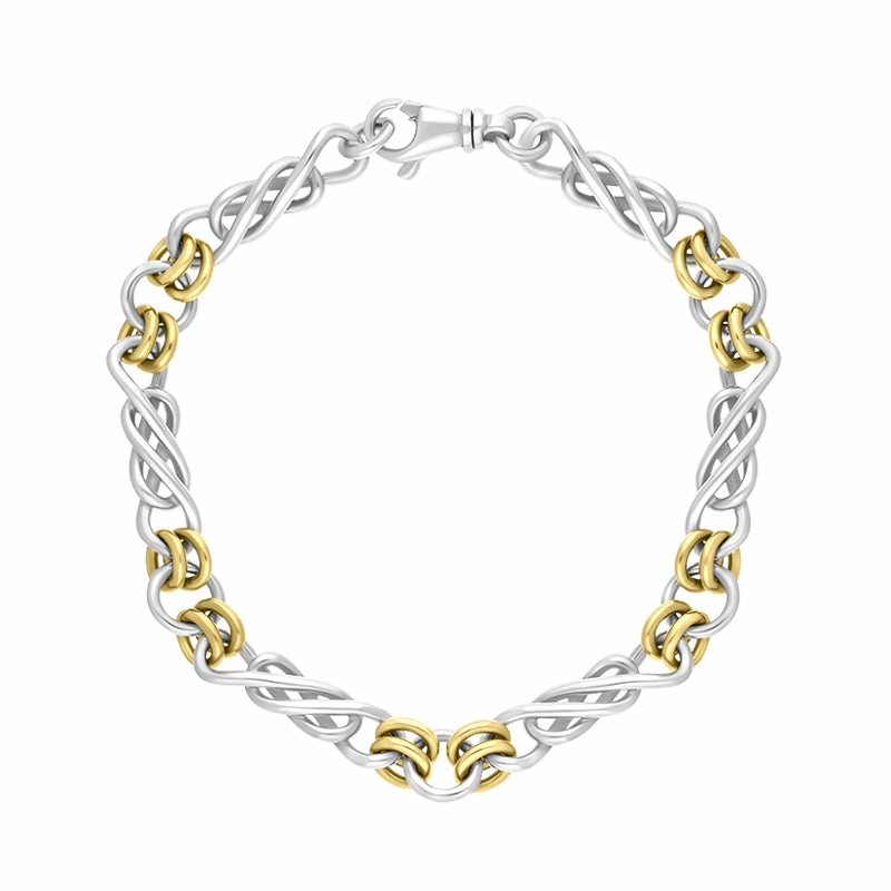 18ct Yellow Gold Sterling Silver Celtic Twist Handmade Bracelet D