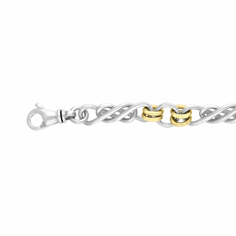 18ct Yellow Gold Sterling Silver Celtic Twist Handmade Bracelet D