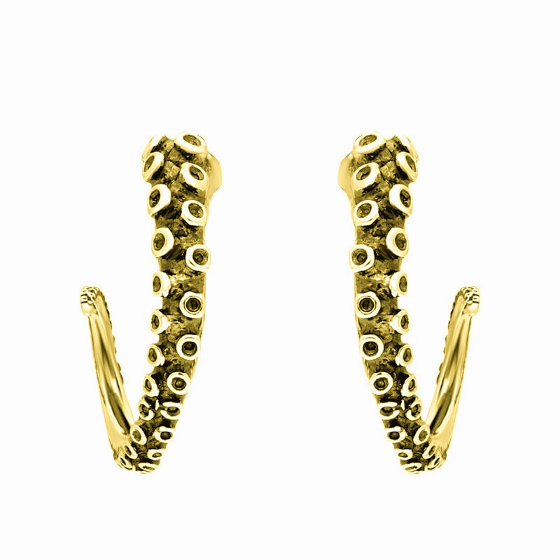 18ct Yellow Gold Tentacle Hoop Earrings