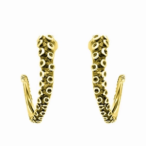 18ct Yellow Gold Tentacle Hoop Earrings