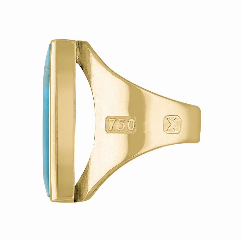 18ct Yellow Gold Turquoise Hallmark Medium Square Ring