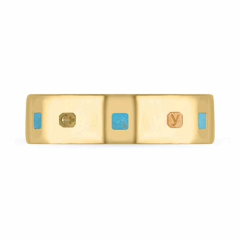 18ct Yellow Gold Turquoise King's Coronation Hallmark Princess Cut 6mm Ring D