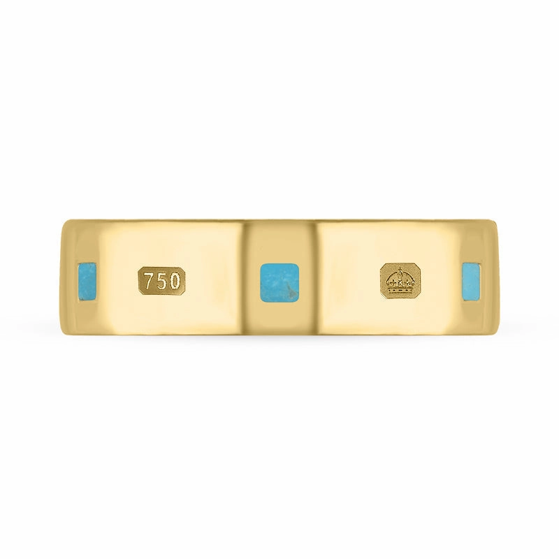 18ct Yellow Gold Turquoise King's Coronation Hallmark Princess Cut 6mm Ring D