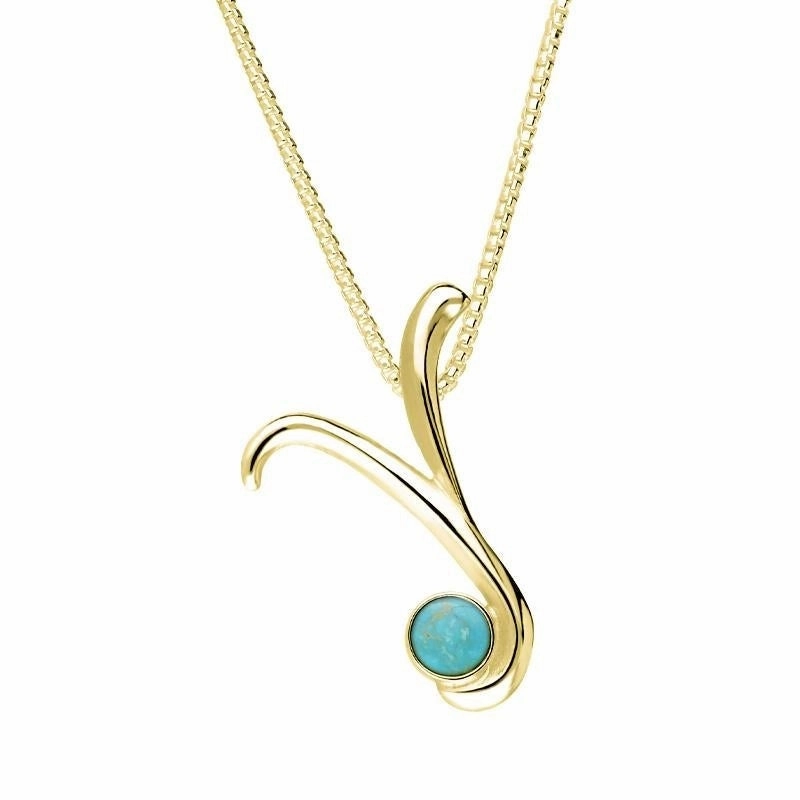 18ct Yellow Gold Turquoise Love Letters Initial Y Necklace