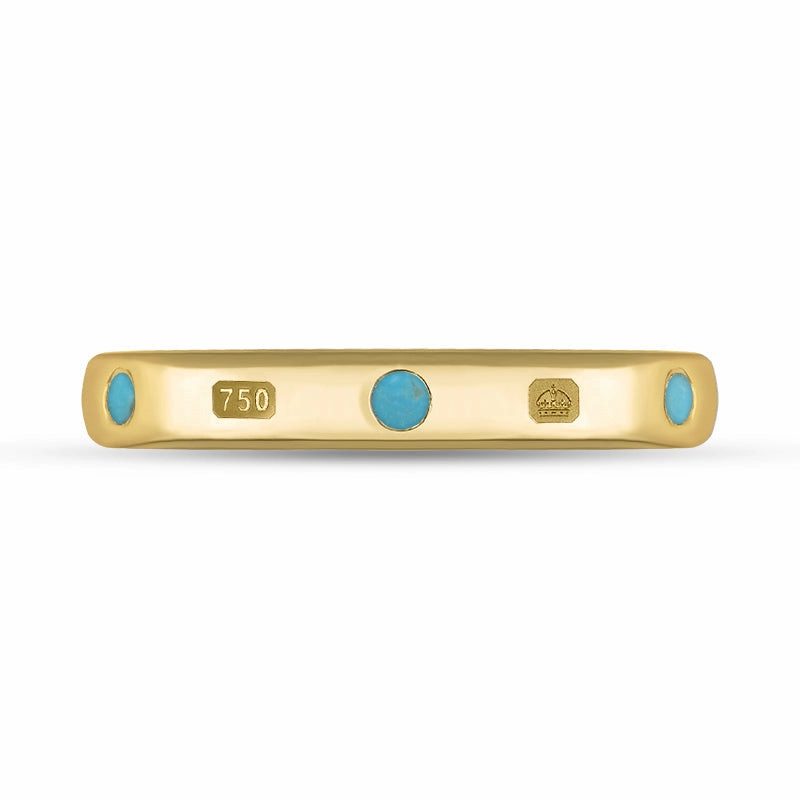 18ct Yellow Gold Turquoise Queen's Jubilee Hallmark 6mm Ring D
