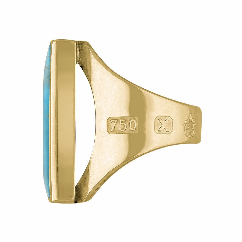 18ct Yellow Gold Turquoise Queen's Jubilee Hallmark Medium Square Ring D