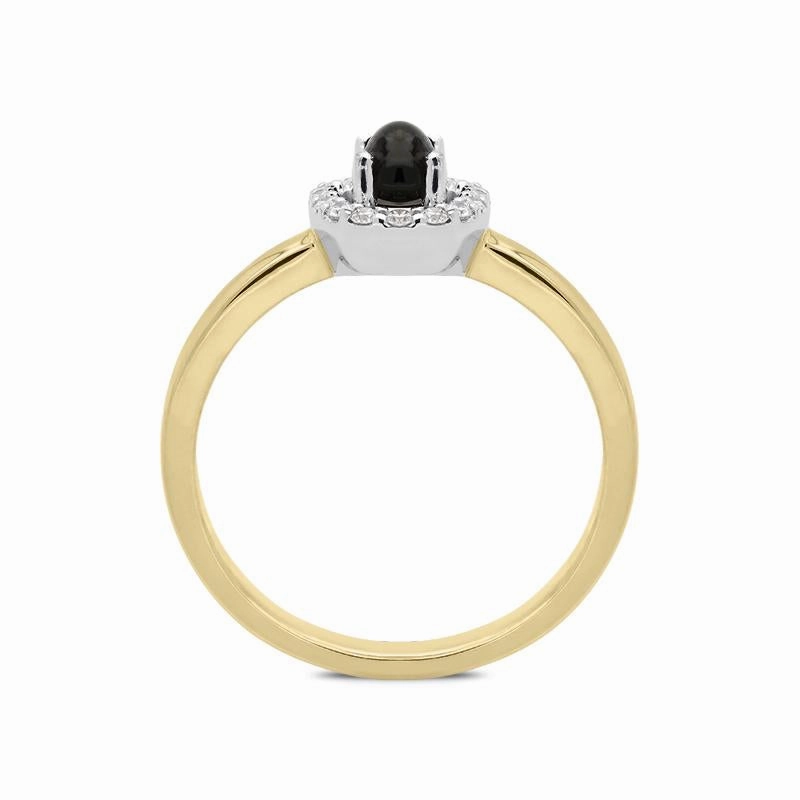 18ct Yellow Gold Whitby Jet 0.12ct Diamond Cluster Ring