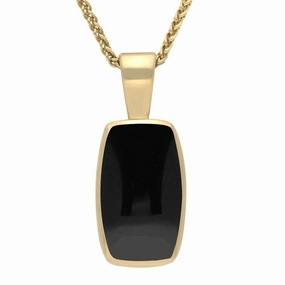 18ct Yellow Gold Whitby Jet Barrel Shaped Necklace