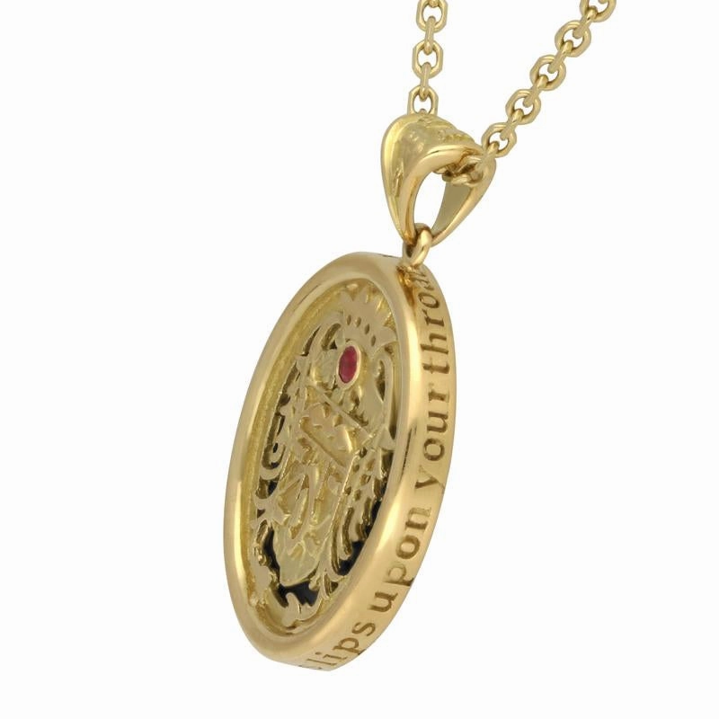 18ct Yellow Gold Whitby Jet Blood Red Ruby Commemorative Dracula Necklace