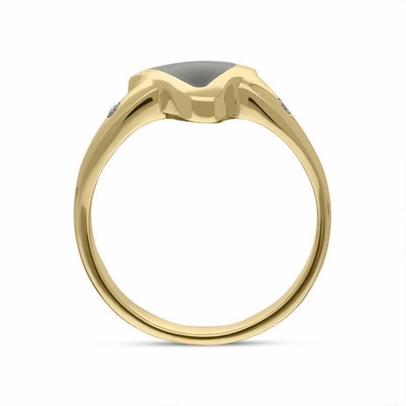 18ct Yellow Gold Whitby Jet Diamond Abstract Triangle Shaped Ring