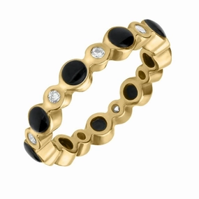 18ct Yellow Gold Whitby Jet Diamond Eternity Ring