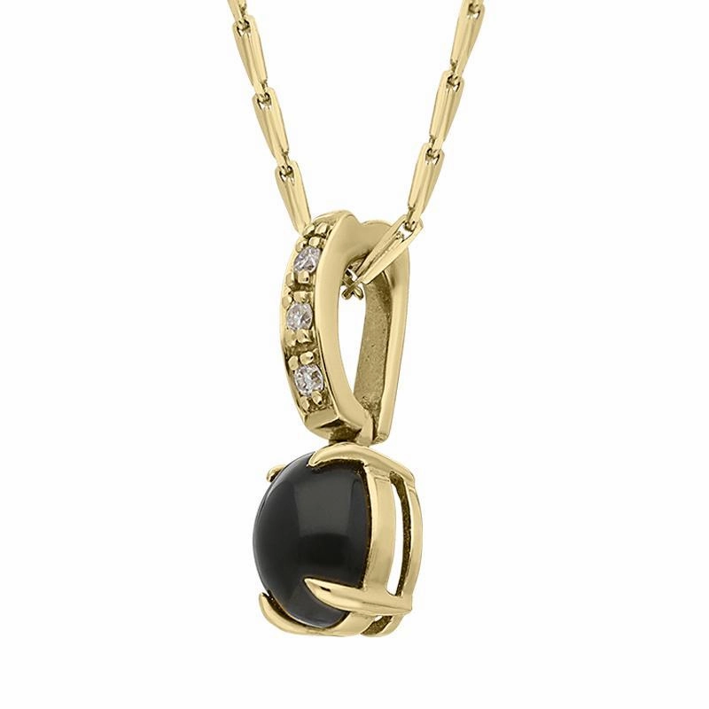 18ct Yellow Gold Whitby Jet Diamond Oval Necklace D