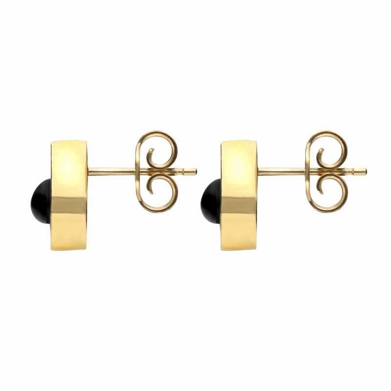18ct Yellow Gold Whitby Jet Diamond Pear Shape Pave Stud Earrings