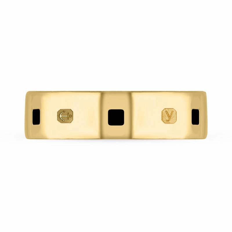18ct Yellow Gold Whitby Jet King's Coronation Hallmark Princess Cut 6mm Ring D