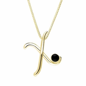 18ct Yellow Gold Whitby Jet Love Letters Initial X Necklace