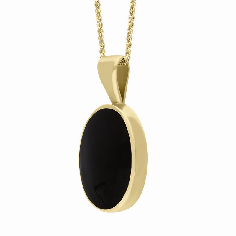 18ct Yellow Gold Whitby Jet Oval Necklace