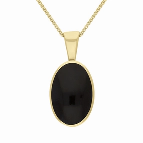 18ct Yellow Gold Whitby Jet Oval Necklace