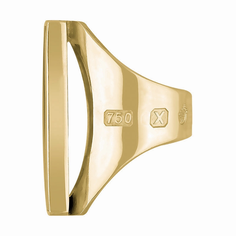 18ct Yellow Gold Whitby Jet Queen's Jubilee Hallmark Large Square Ring D