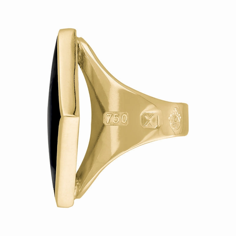 18ct Yellow Gold Whitby Jet Queen's Jubilee Hallmark Medium Rhombus Ring D