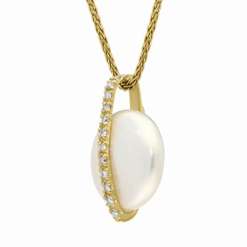 18ct Yellow Gold White Akoya Pearl Diamond Bail Necklace