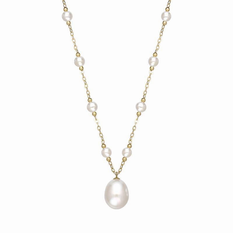 18ct Yellow Gold White Pearl Necklace