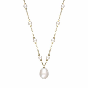 18ct Yellow Gold White Pearl Necklace