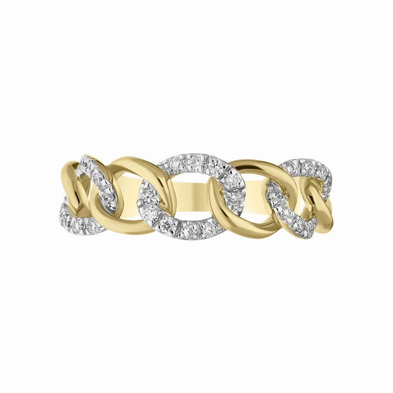 18ct Yellow White Gold Diamond Link Ring