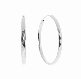 50mm Hammered Hoop Earrings - 2 colours