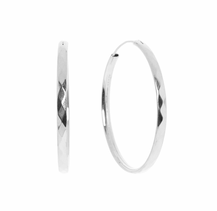 60mm Hammered Hoop Earrings - 2 colours