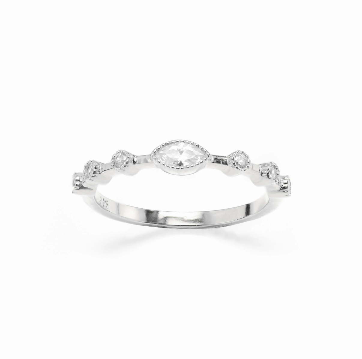 7 CZs Silver Ring
