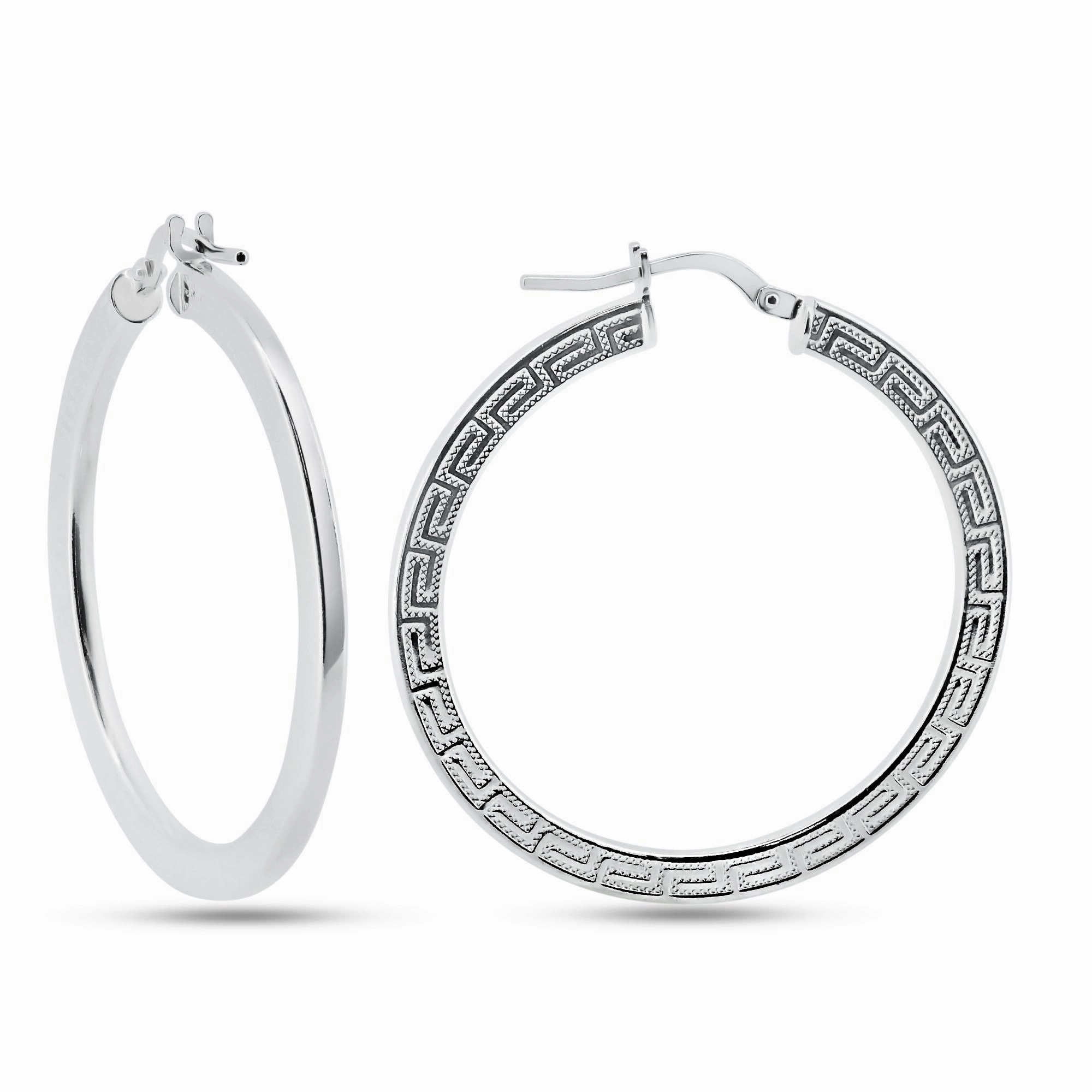 925 Sterling Silver Basic Non Plated Silver 1.8mm Celtic Hoop Earrings - ARE00038