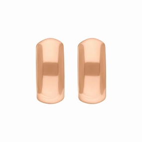 9ct Rose Gold 15x14mm Oval Domed Hoop Earrings