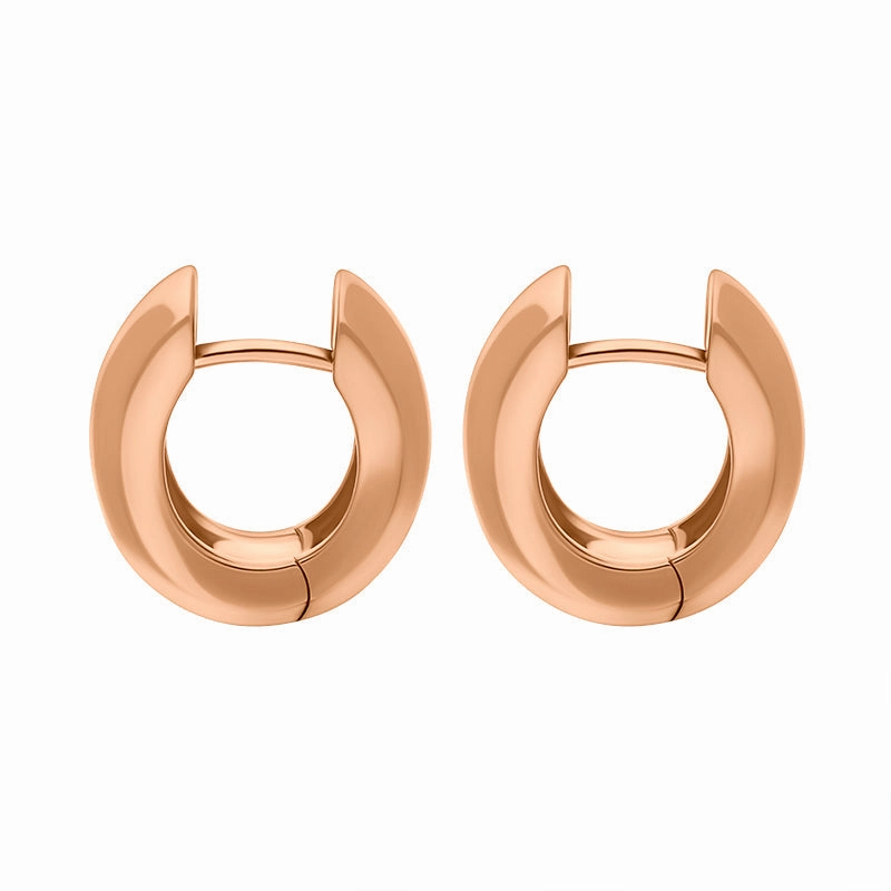 9ct Rose Gold 15x14mm Oval Domed Hoop Earrings